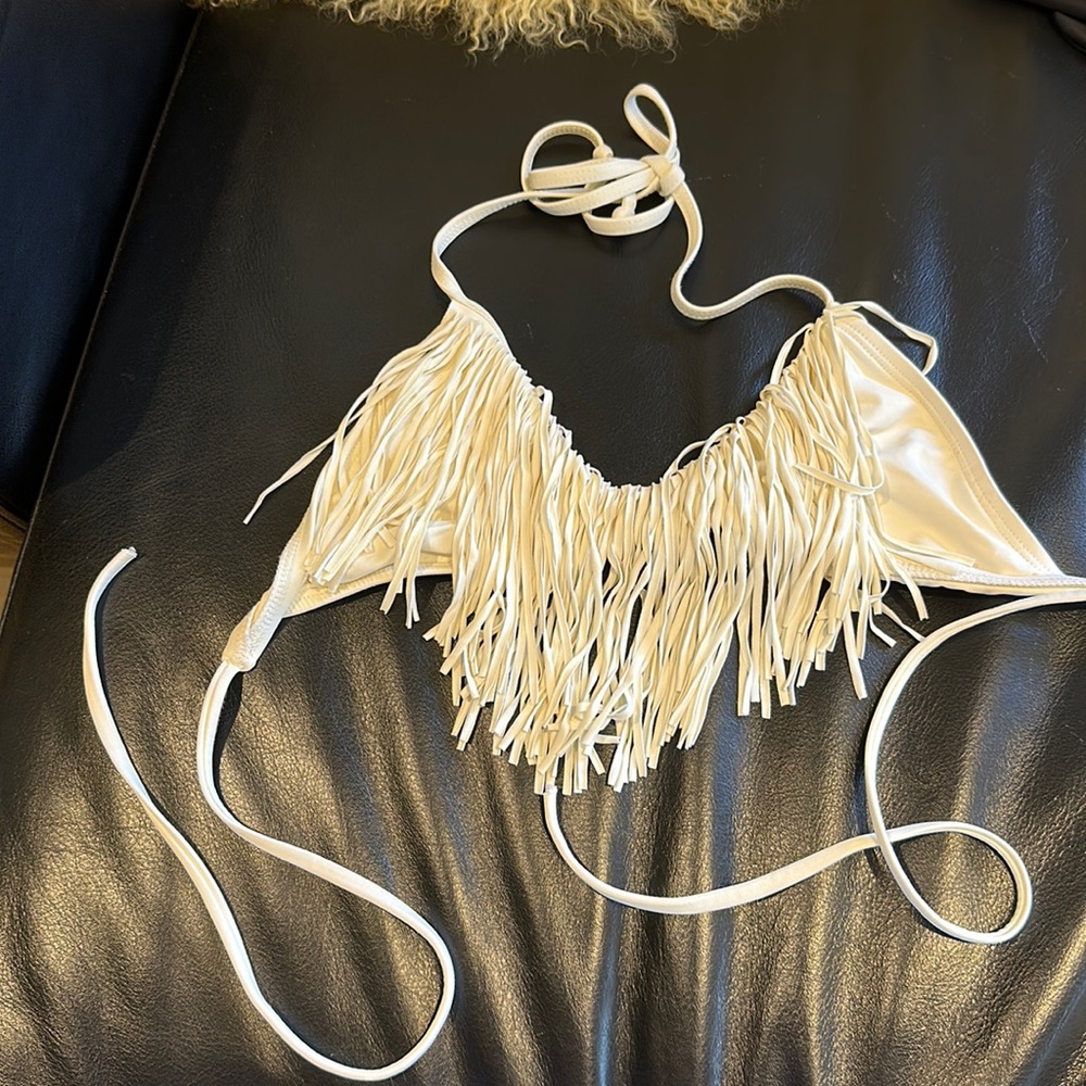 L*Space Cream Fringe Bikini Top